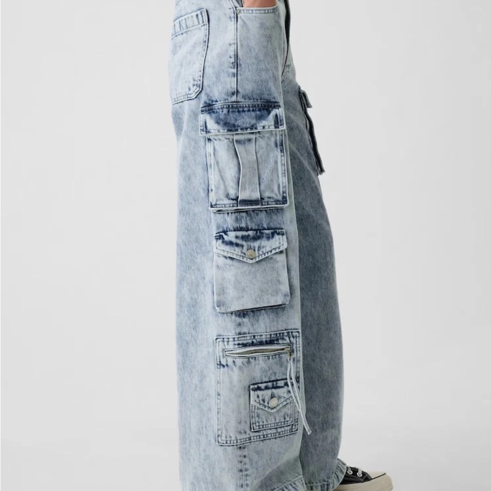 GAP NWT Y2K multi pocket wide leg blue jeans with zippers - Picture 5 of 10